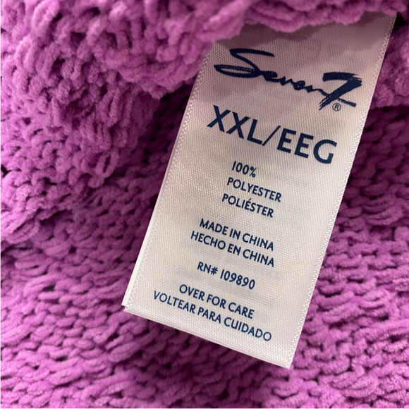 XXL Purple Textured Chenille Knit Crew Neck Long Sleeve Pullover Sweater Top - Picture 5 of 5